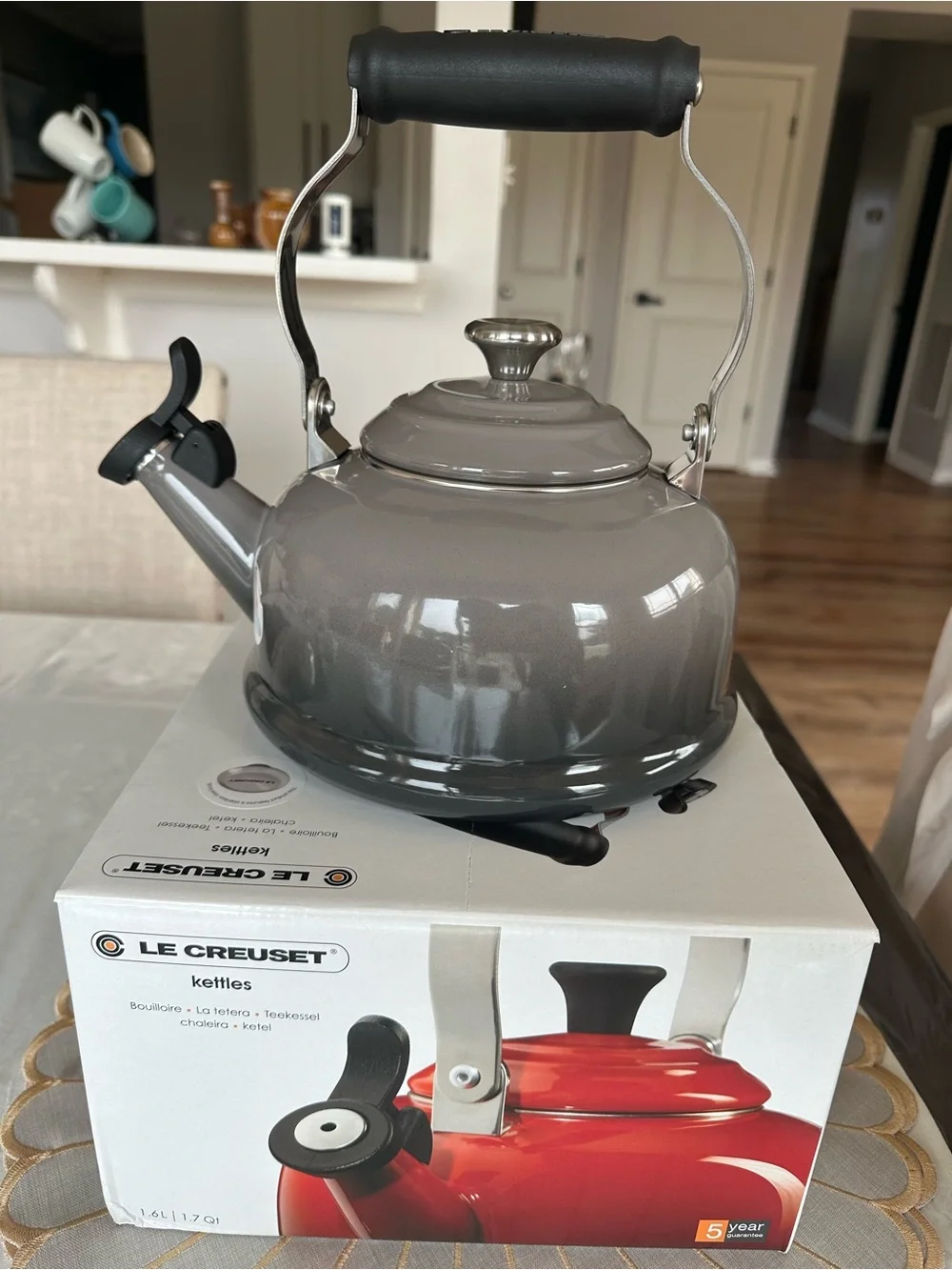 Le Creuset oyster Whistling Kettle with Stainless Handle